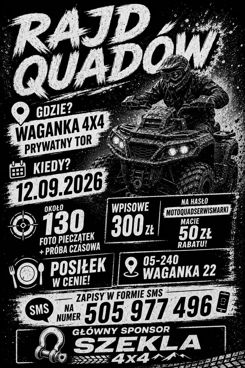 Plakat zawodów Rajd Quadów 12.09.2026 – Waganka 4x4