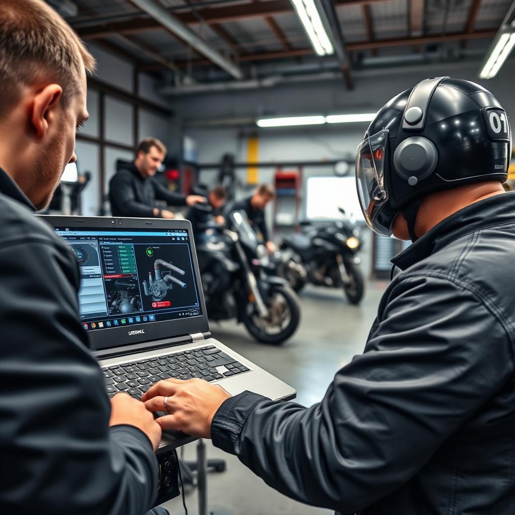 Diagnostyka komputerowa motocykla w warsztacie
